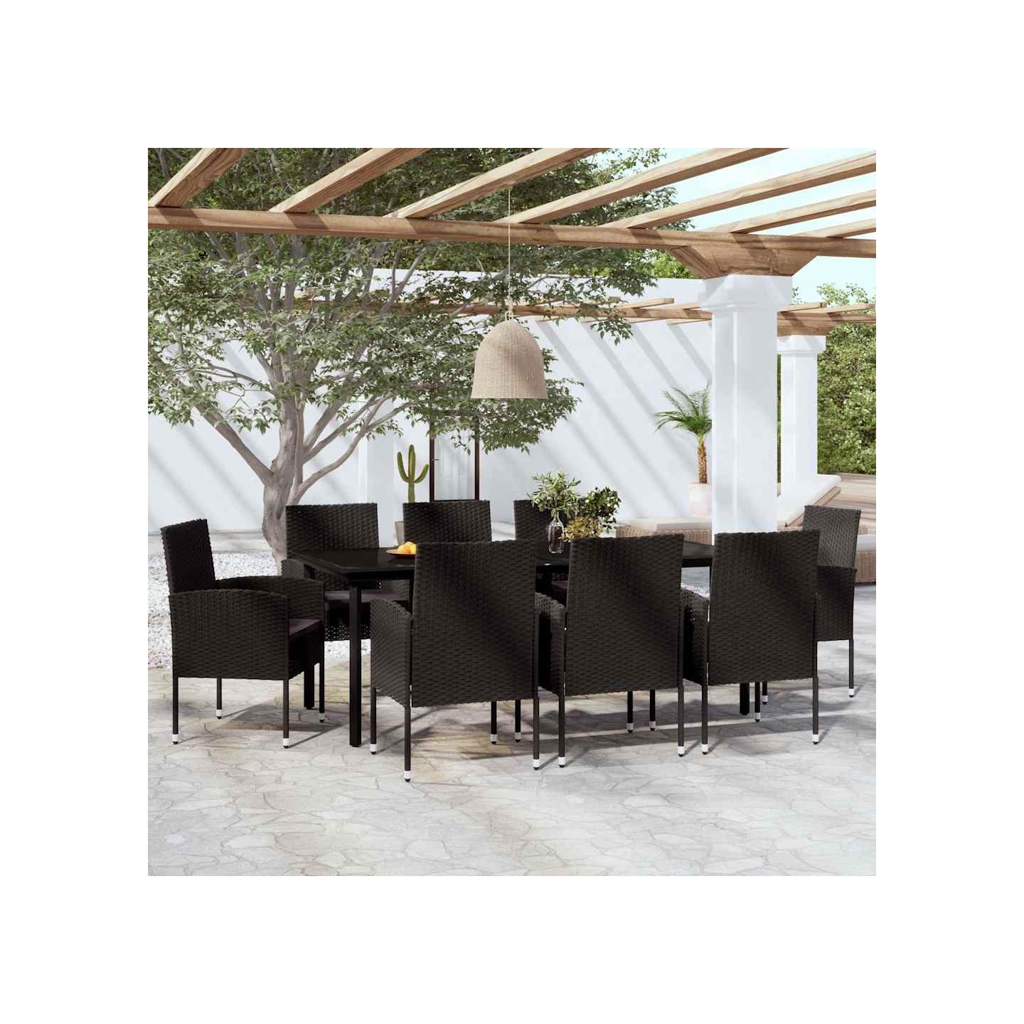 Ensemble à manger de jardin 9 pcs Noir