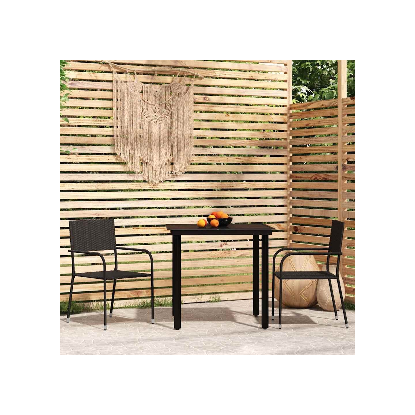 Ensemble à manger de jardin 3 pcs Noir