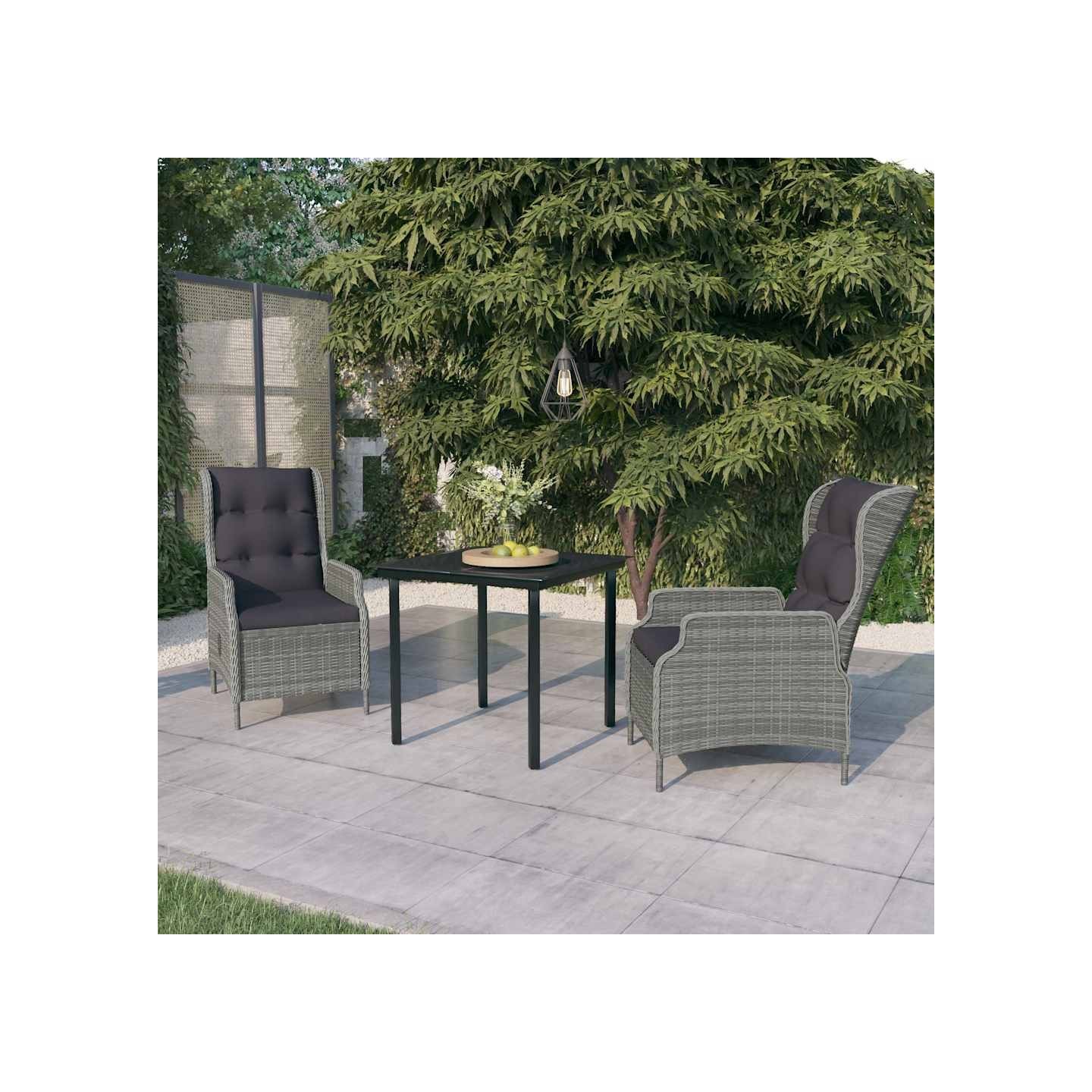 Ensemble à manger de jardin 3 pcs Gris clair