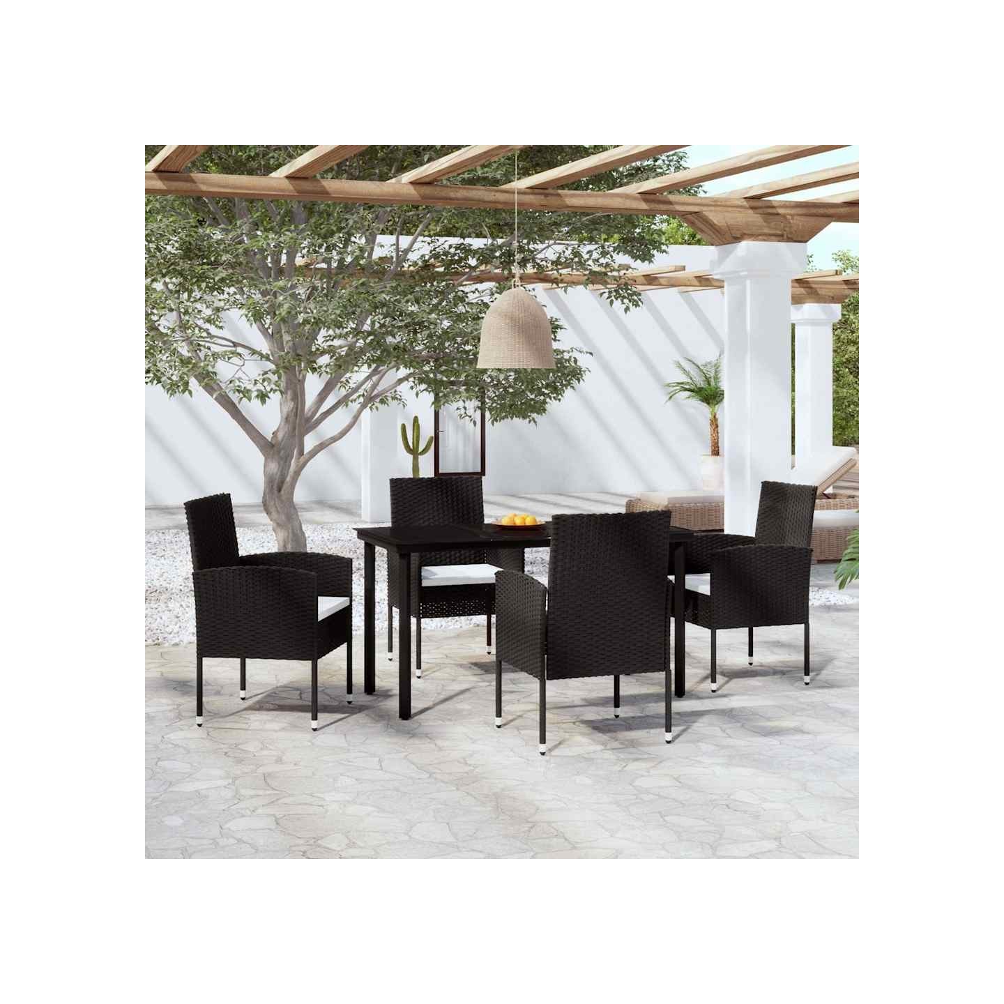 Ensemble à manger de jardin 5 pcs Noir