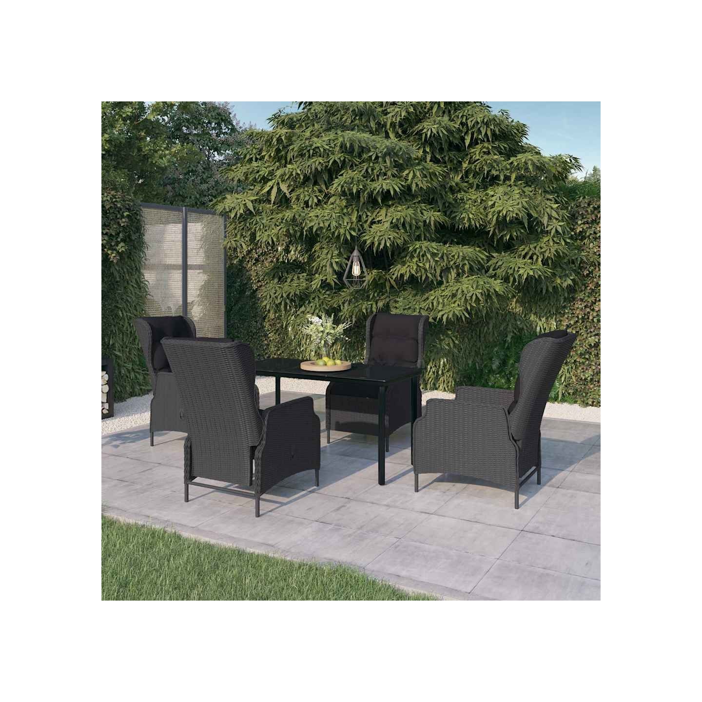 Ensemble à manger de jardin 5 pcs Gris foncé