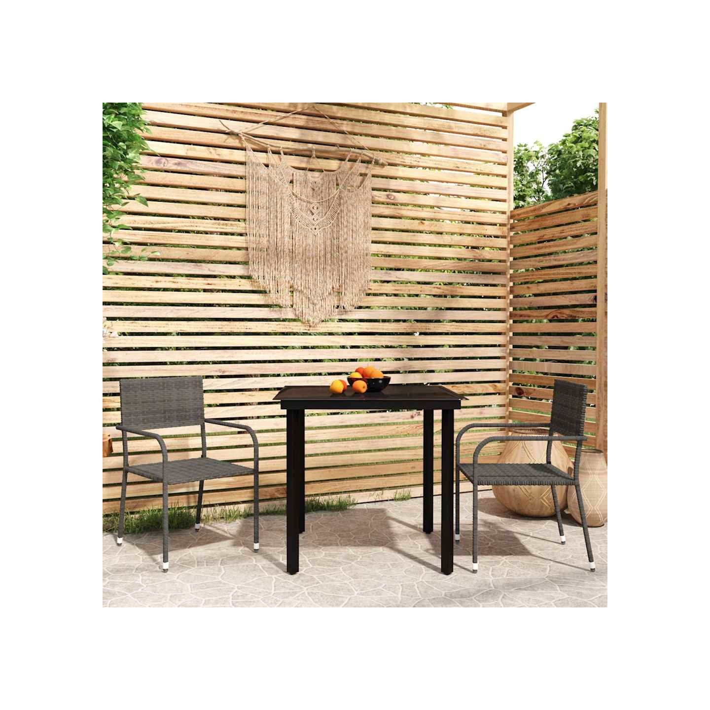Ensemble à manger de jardin 3 pcs Gris
