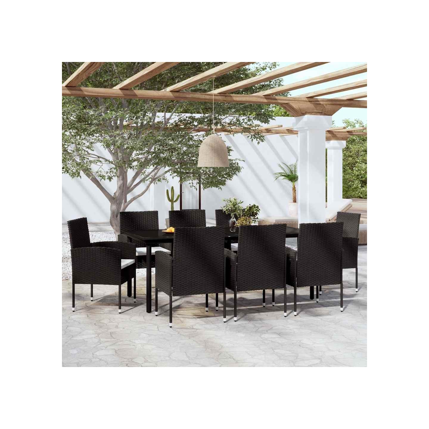 Ensemble à manger de jardin 9 pcs Noir