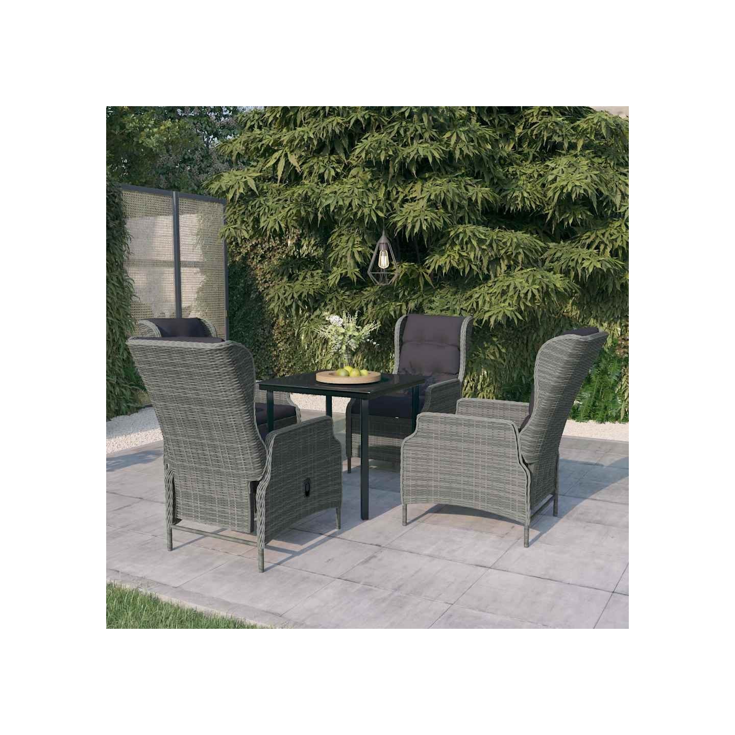 Ensemble à manger de jardin 5 pcs Gris clair