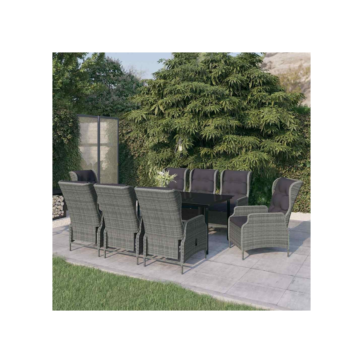 Ensemble à manger de jardin 9 pcs Gris clair