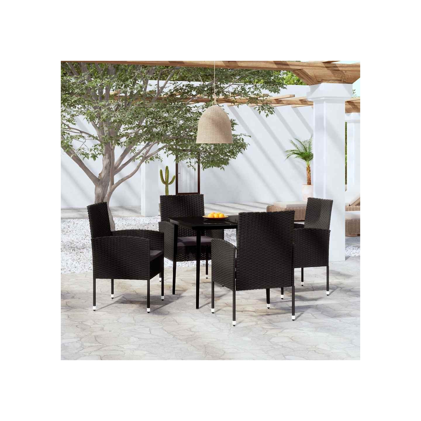 Ensemble à manger de jardin 5 pcs Noir