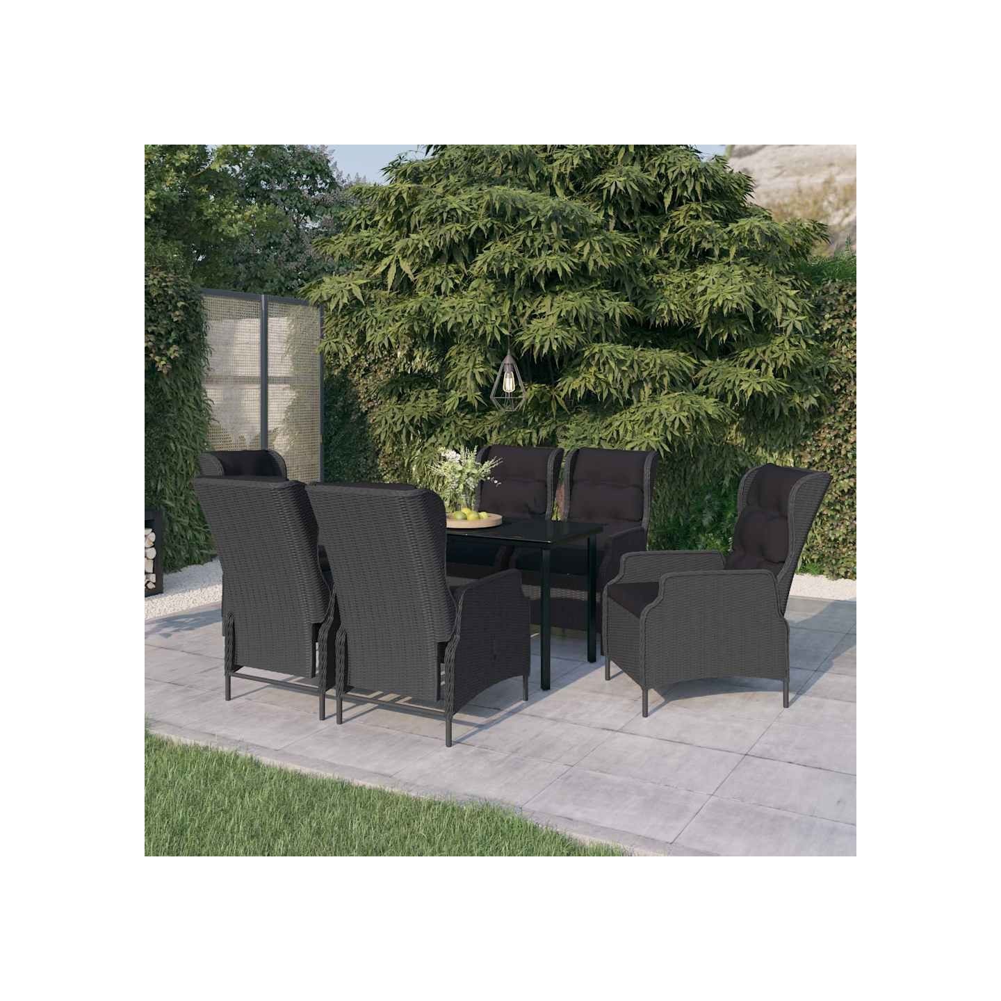Ensemble à manger de jardin 7 pcs Gris foncé