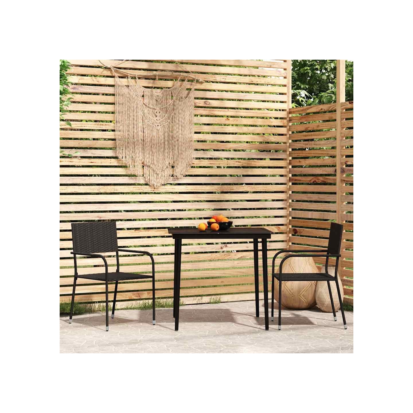 Ensemble à manger de jardin 3 pcs Noir