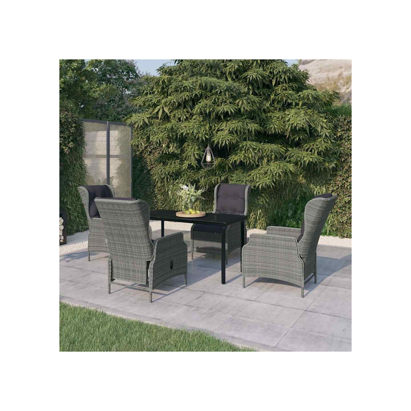 Ensemble à manger de jardin 5 pcs Gris clair
