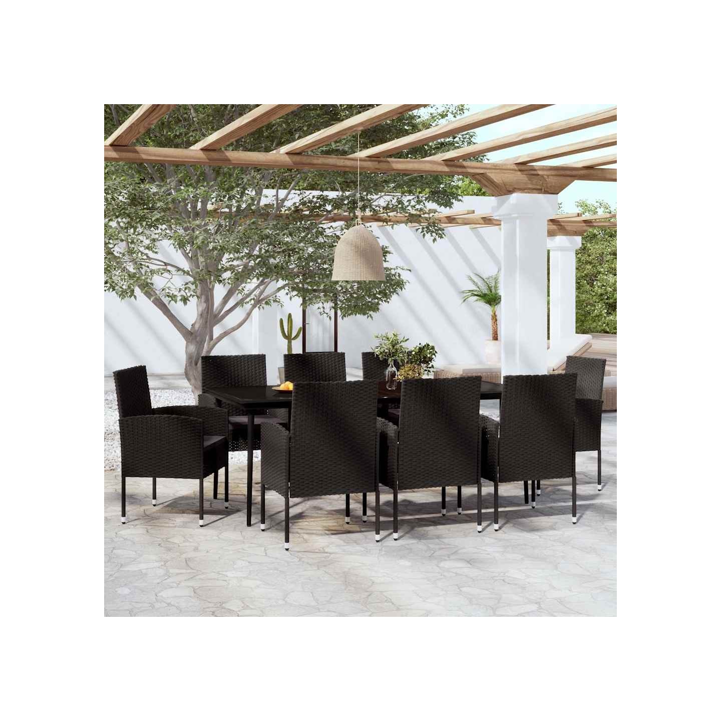 Ensemble à manger de jardin 9 pcs Noir