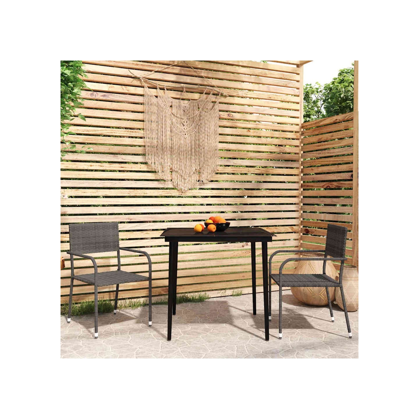 Ensemble à manger de jardin 3 pcs Gris