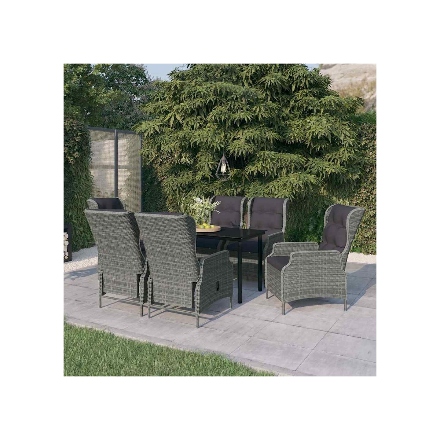 Ensemble à manger de jardin 7 pcs Gris clair