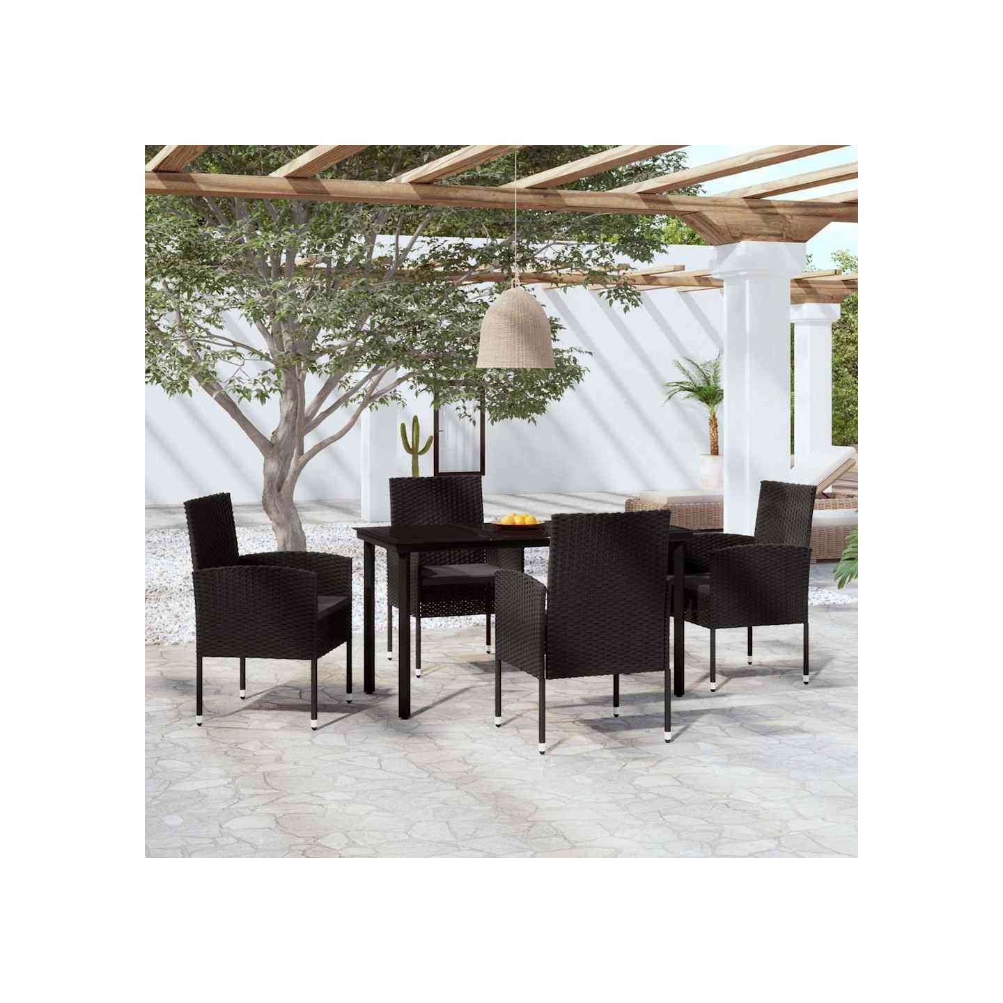 Ensemble à manger de jardin 5 pcs Noir