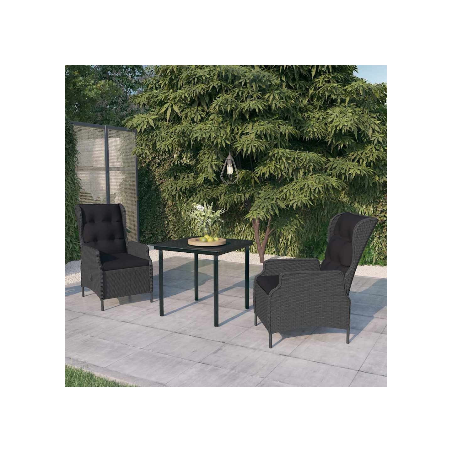 Ensemble à manger de jardin 3 pcs Gris foncé