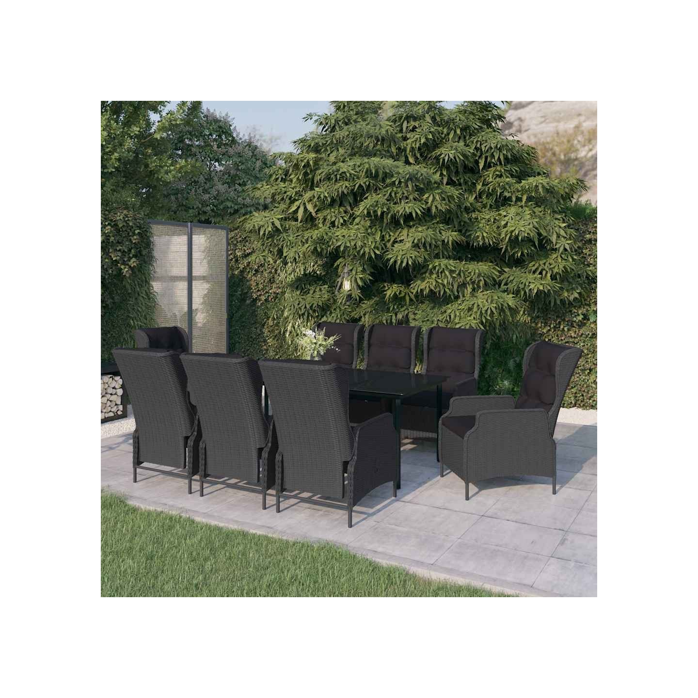 Ensemble à manger de jardin 9 pcs Gris foncé