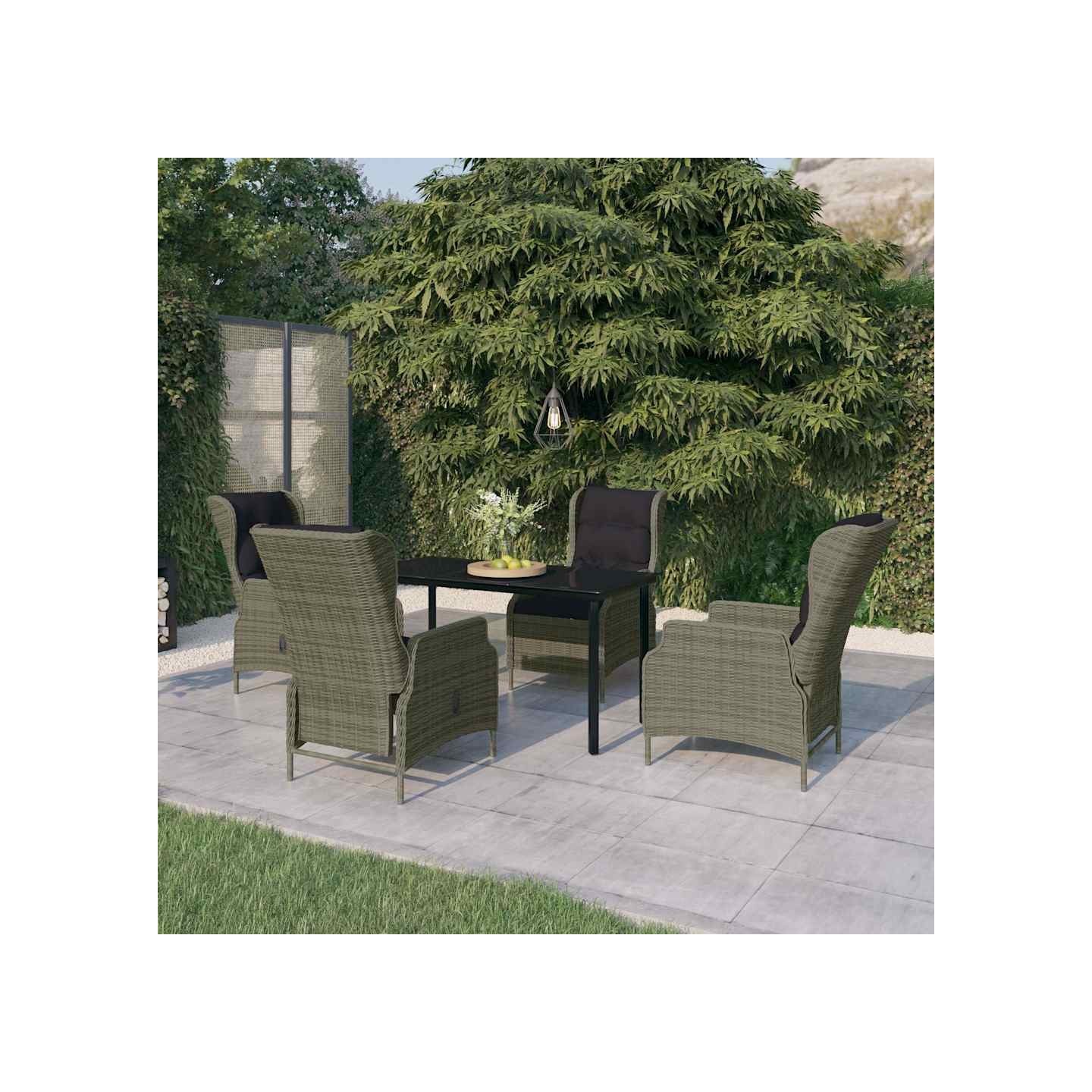 Ensemble à manger de jardin 5 pcs Marron