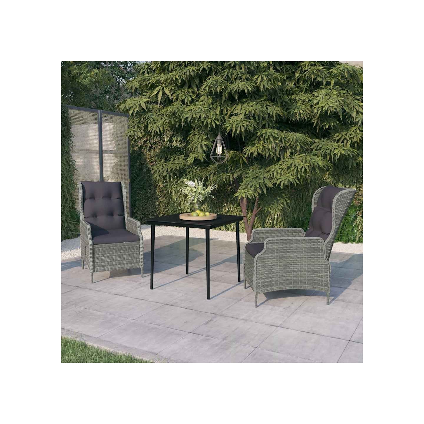 Ensemble à manger de jardin 3 pcs Gris clair