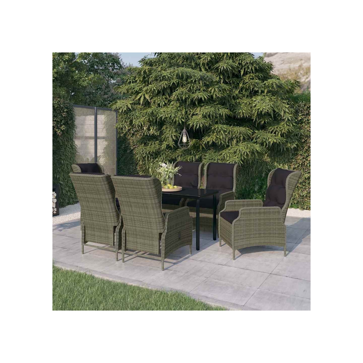 Ensemble à manger de jardin 7 pcs Marron
