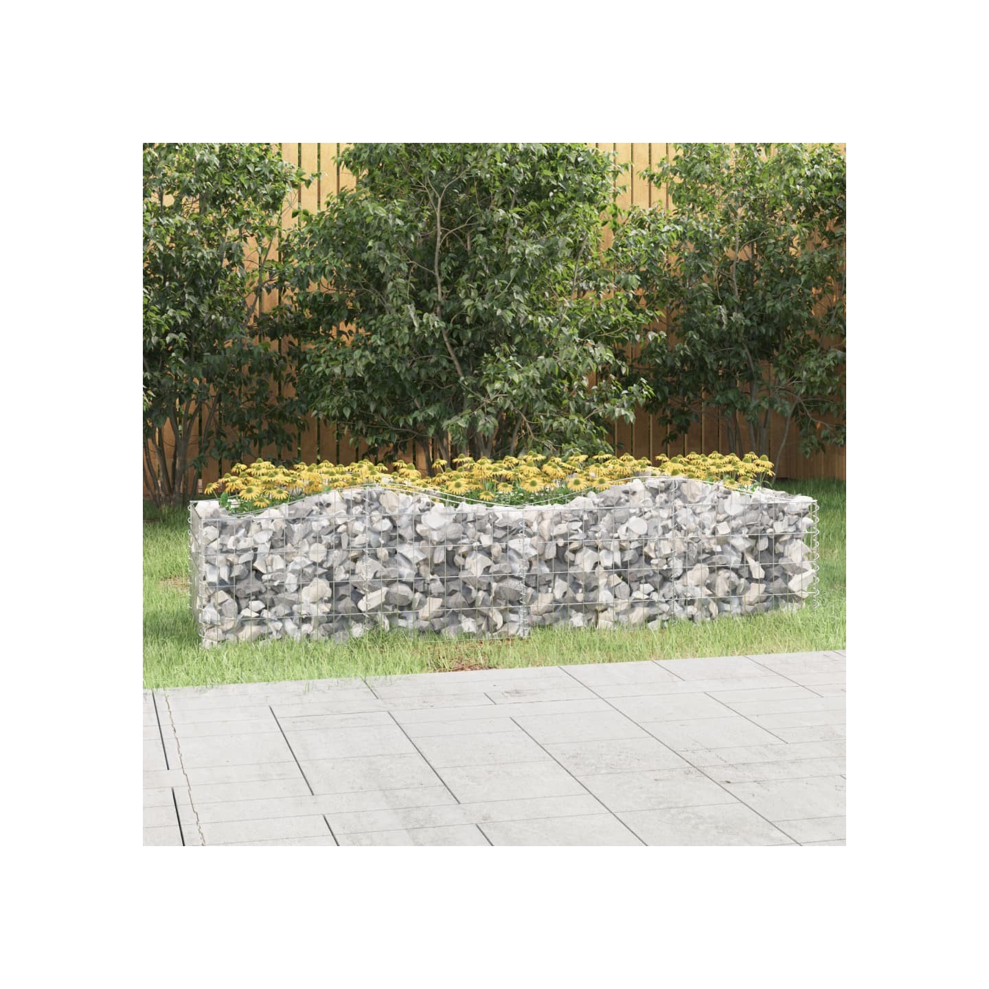 Lit surélevé à gabions arqué 200x50x50 cm Fer galvanisé