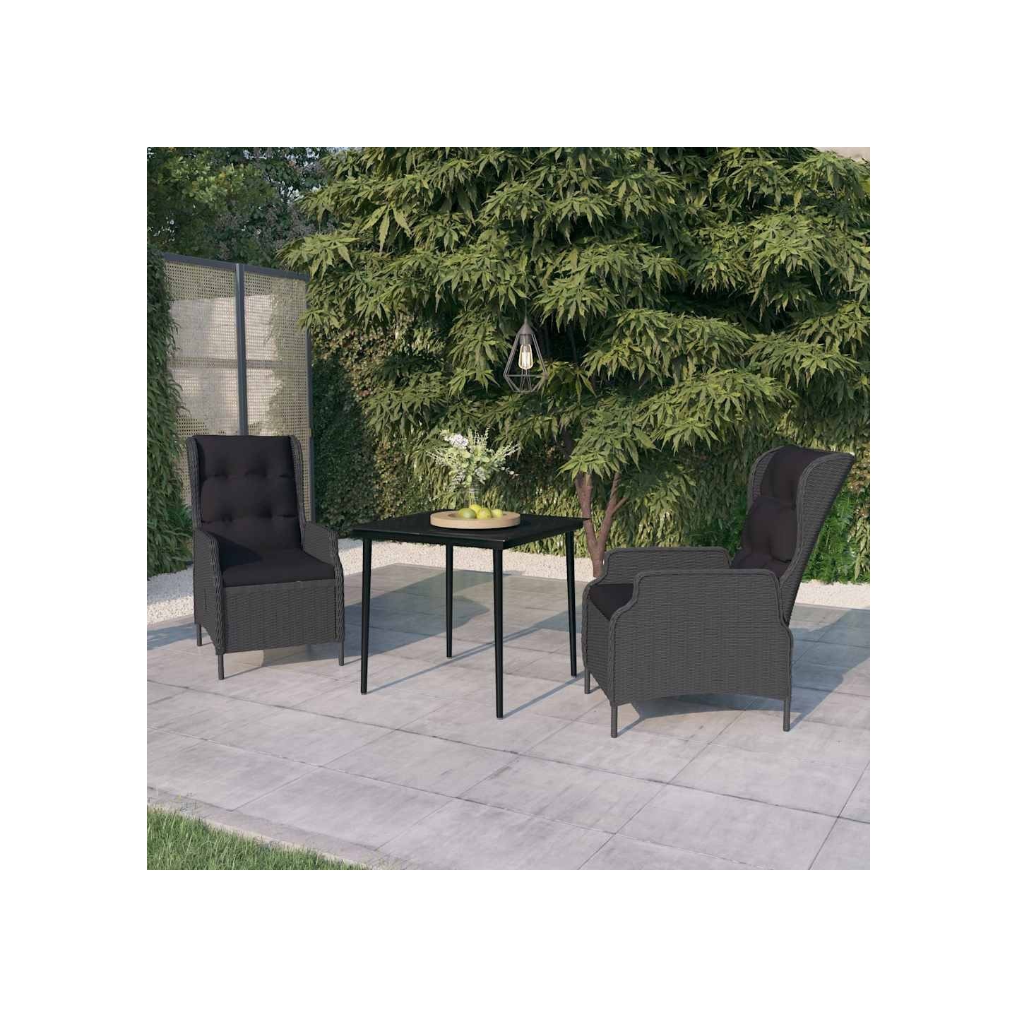 Ensemble à manger de jardin 3 pcs Gris foncé