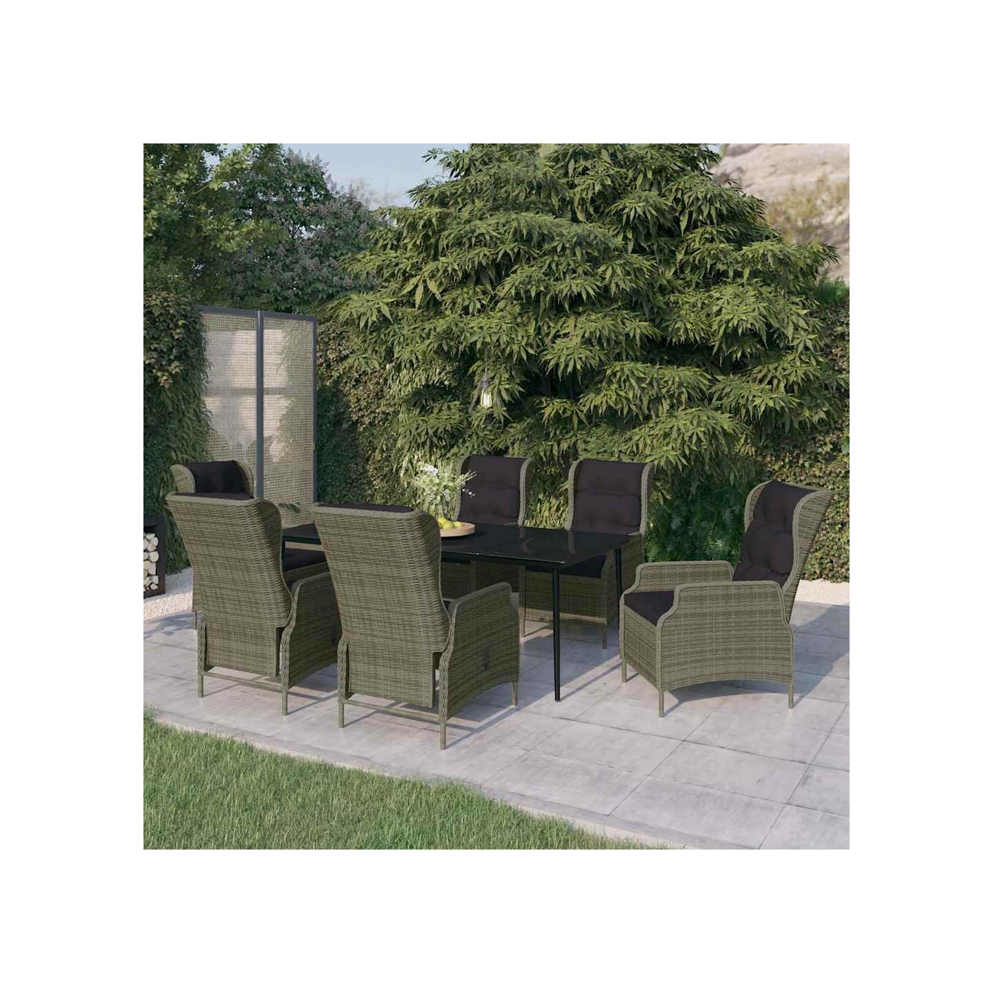 Ensemble à manger de jardin 7 pcs Marron