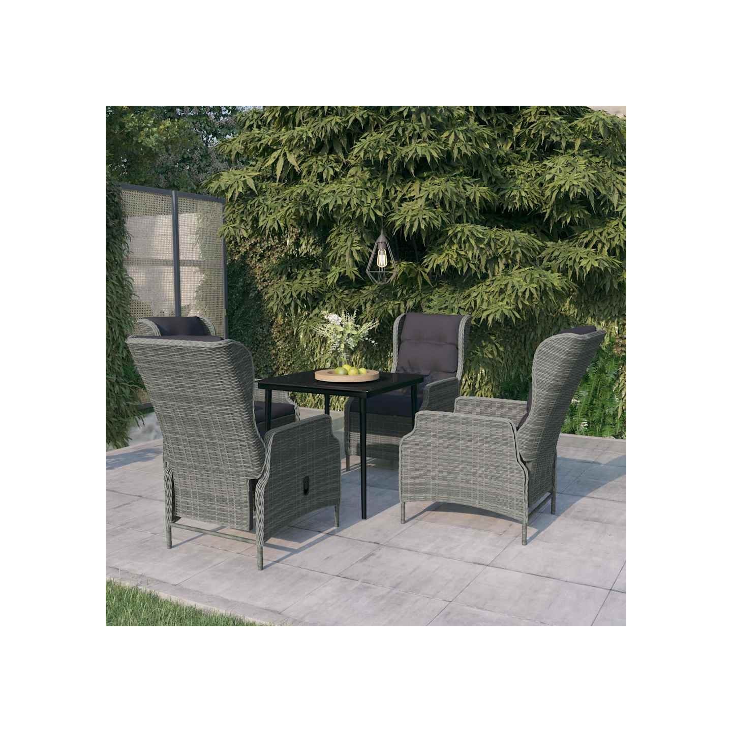 Ensemble à manger de jardin 5 pcs Gris clair