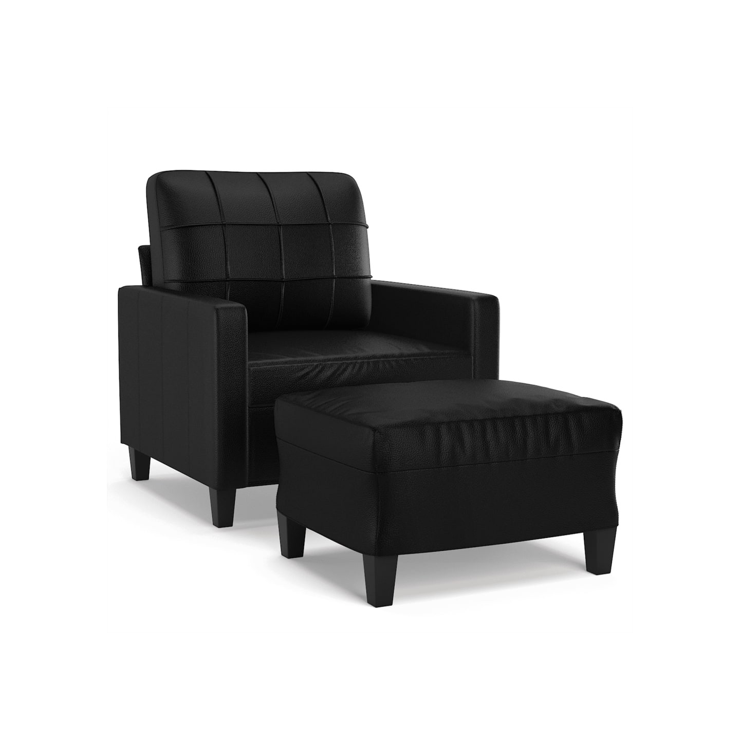 Fauteuil avec repose-pied Noir 60 cm Similicuir
