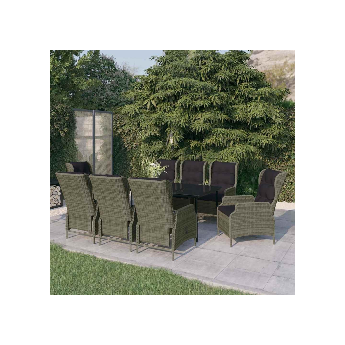 Ensemble à manger de jardin 9 pcs Marron