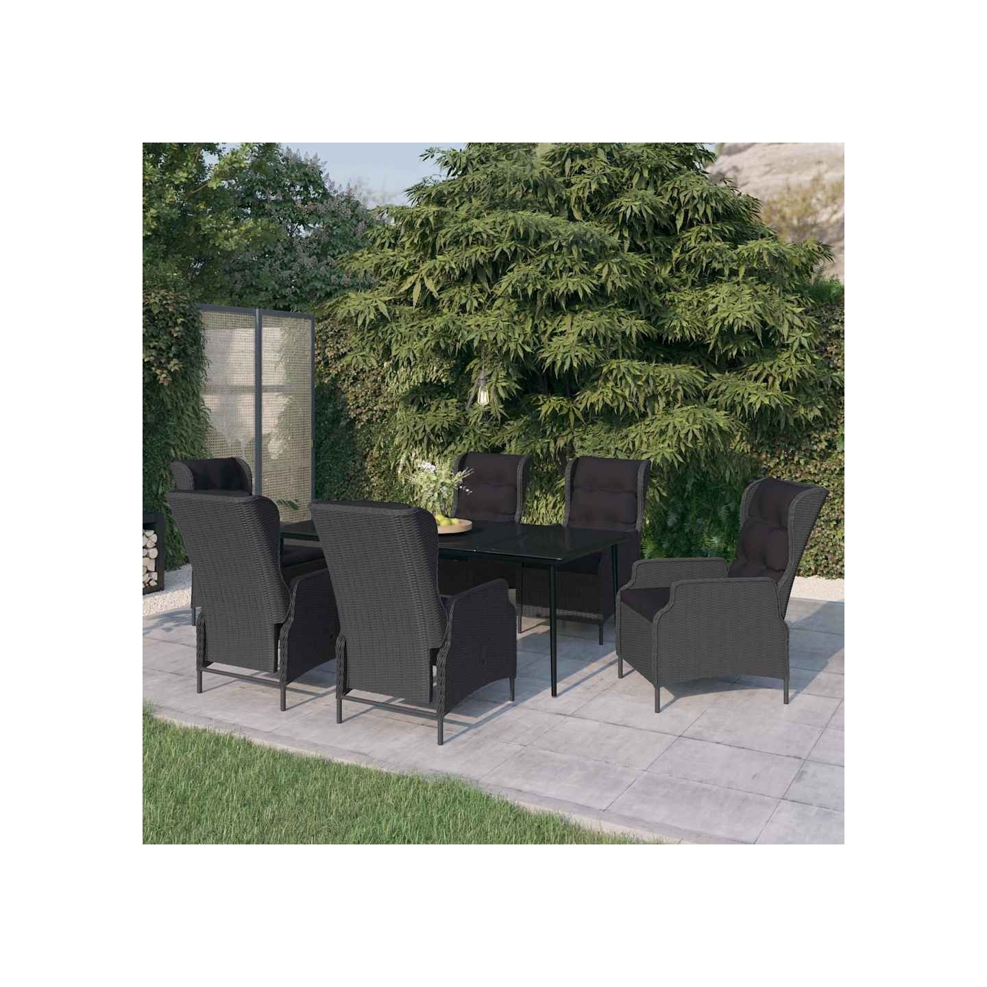 Ensemble à manger de jardin 7 pcs Gris foncé
