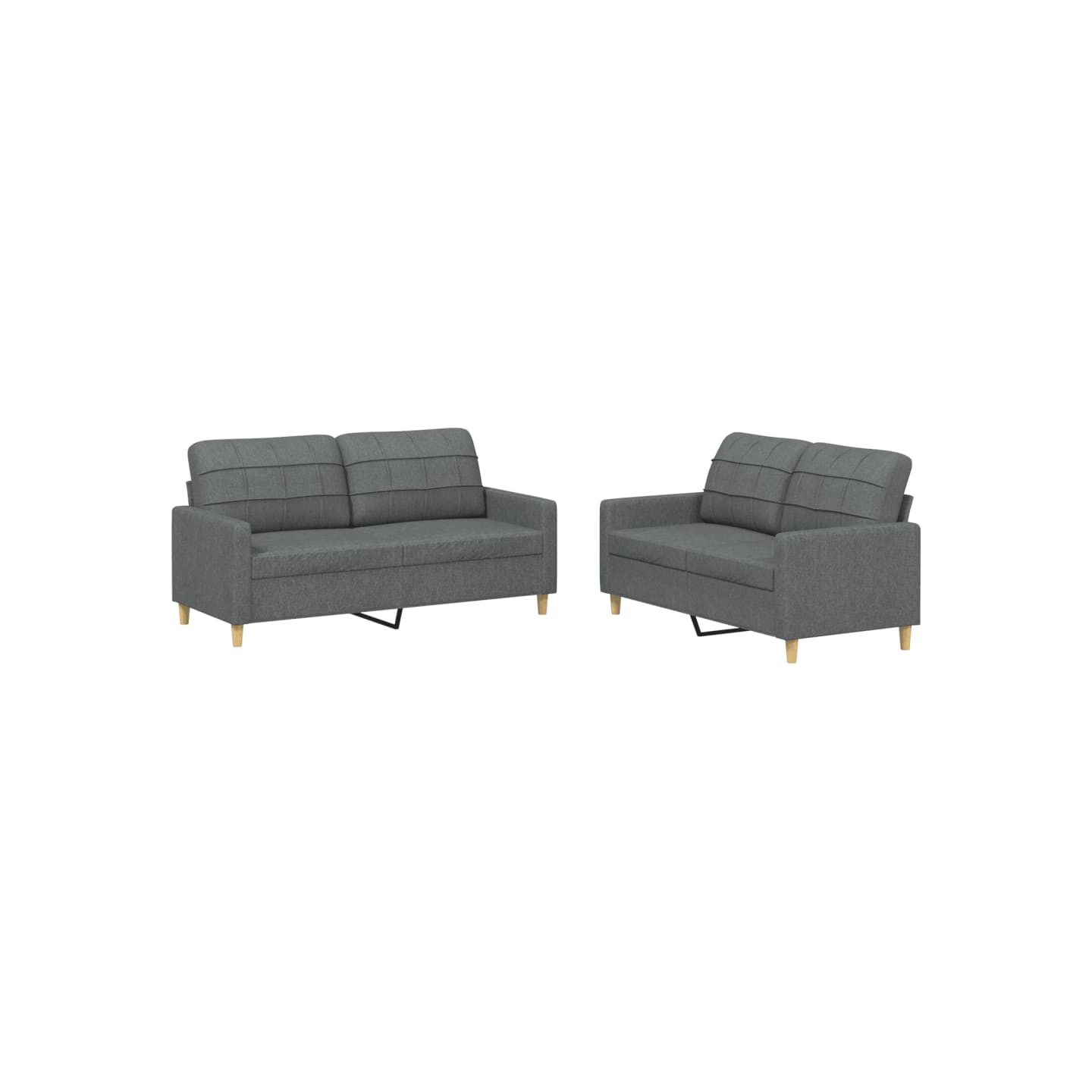 Ensemble de canapés 2 pcs avec coussins Gris foncé Tissu