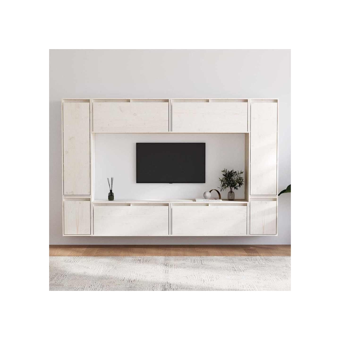 Meubles TV 8 pcs Blanc Bois massif de pin