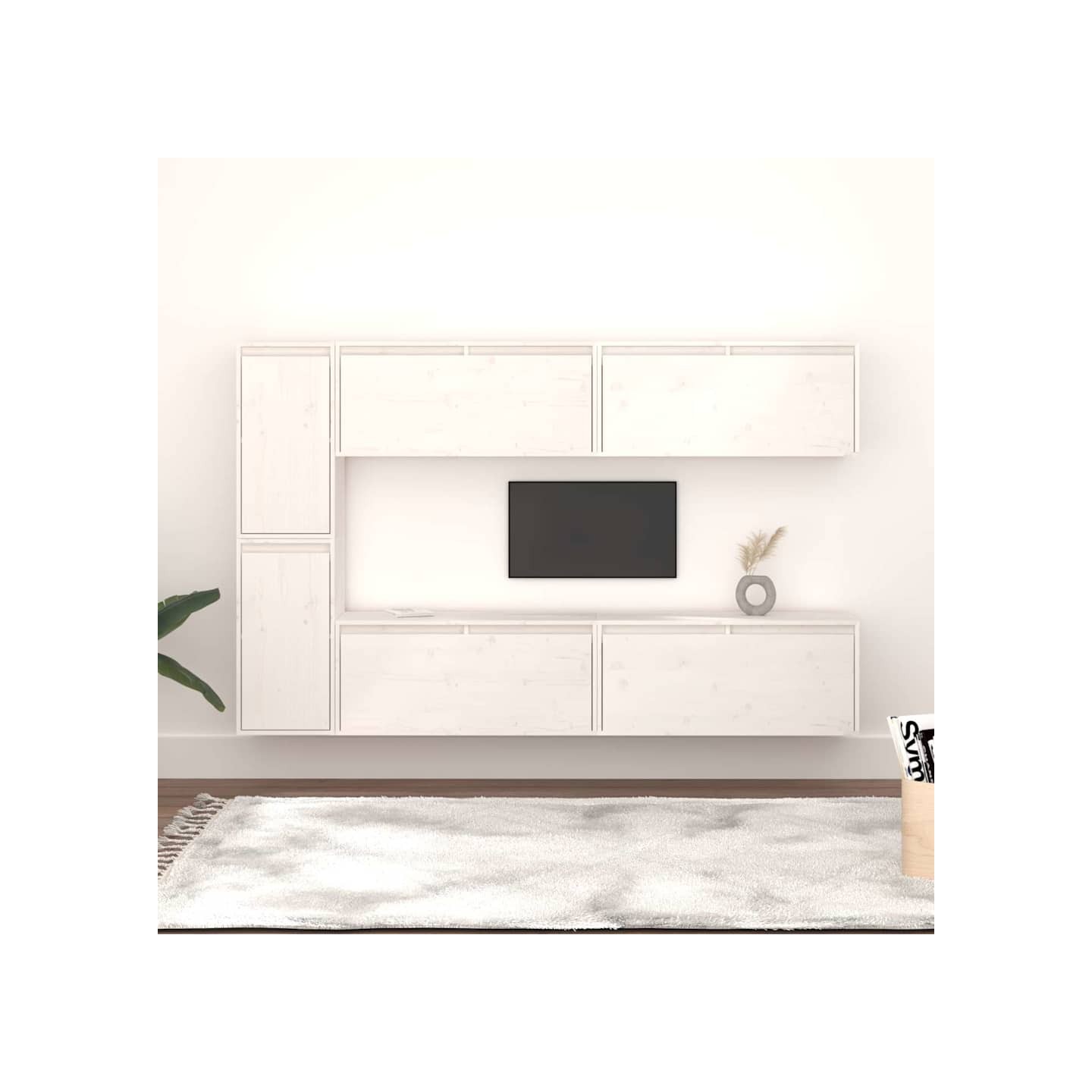 Meubles TV 6 pcs Blanc Bois massif de pin