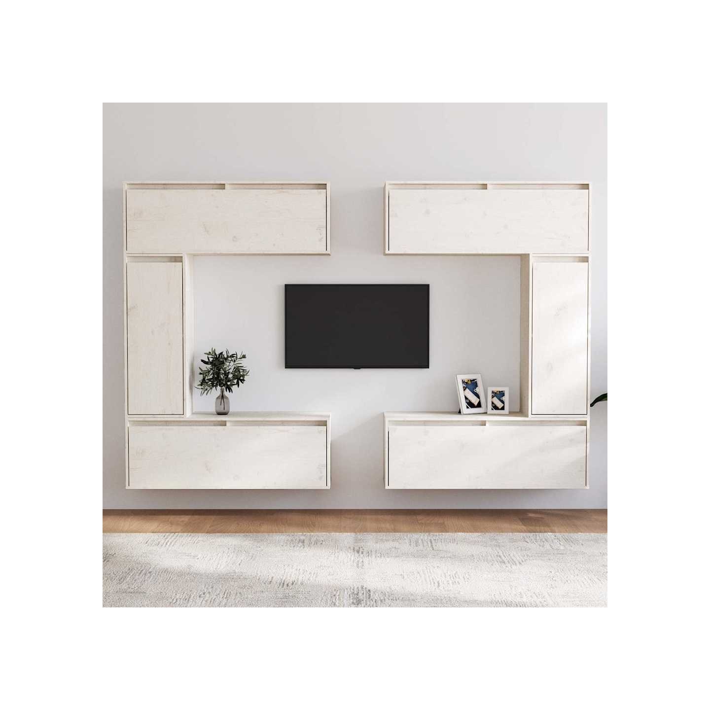Meubles TV 6 pcs Blanc Bois massif de pin