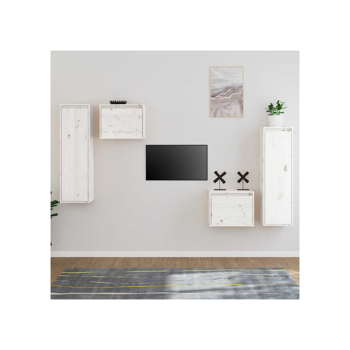 Meubles TV 4 pcs Blanc Bois massif de pin