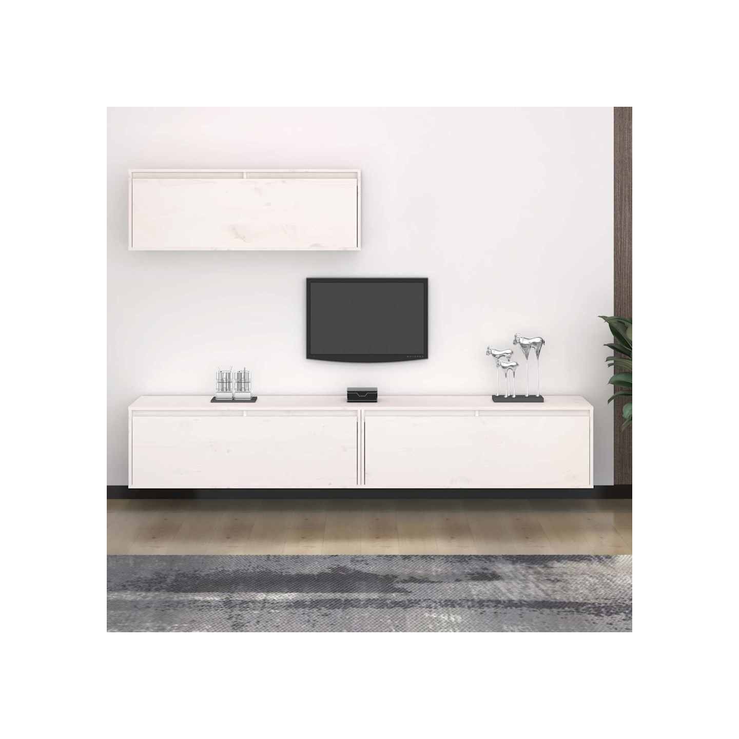 Ensemble de meubles TV 3 pcs blanc bois massif de pin