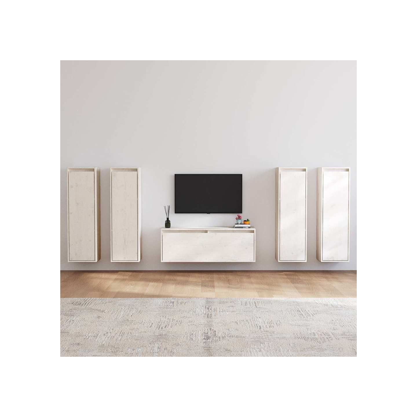 Meubles TV 5 pcs Blanc Bois massif de pin