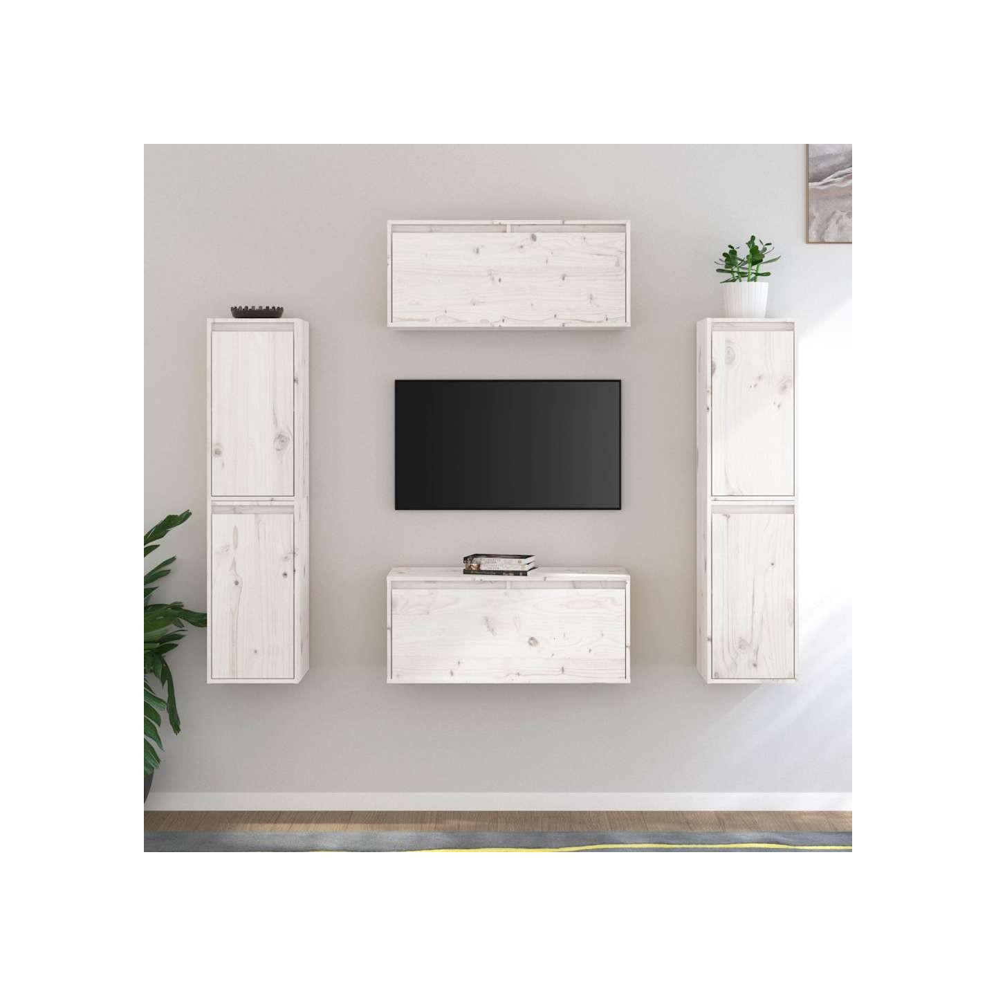 Meubles TV 6 pcs Blanc Bois massif de pin