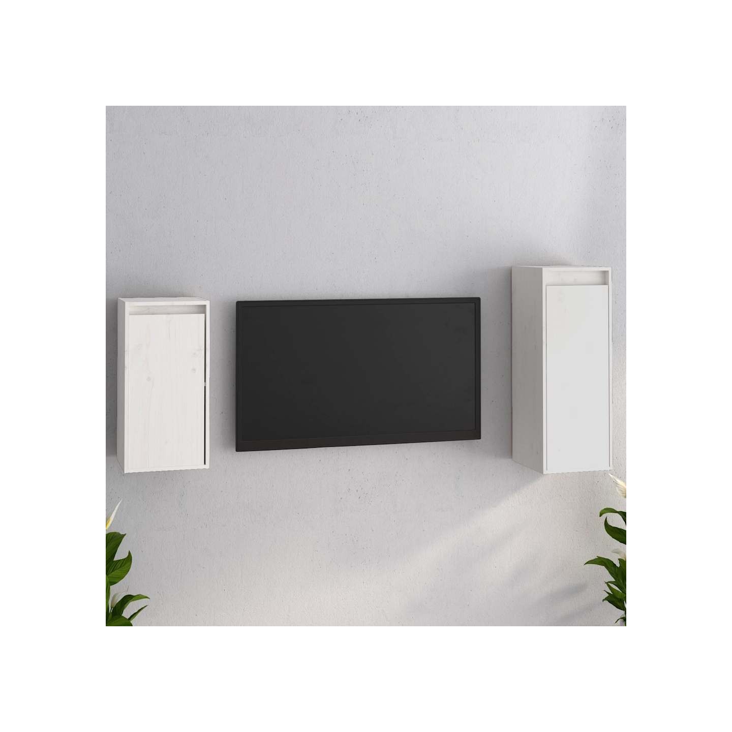 Meubles TV 2 pcs Blanc Bois massif de pin