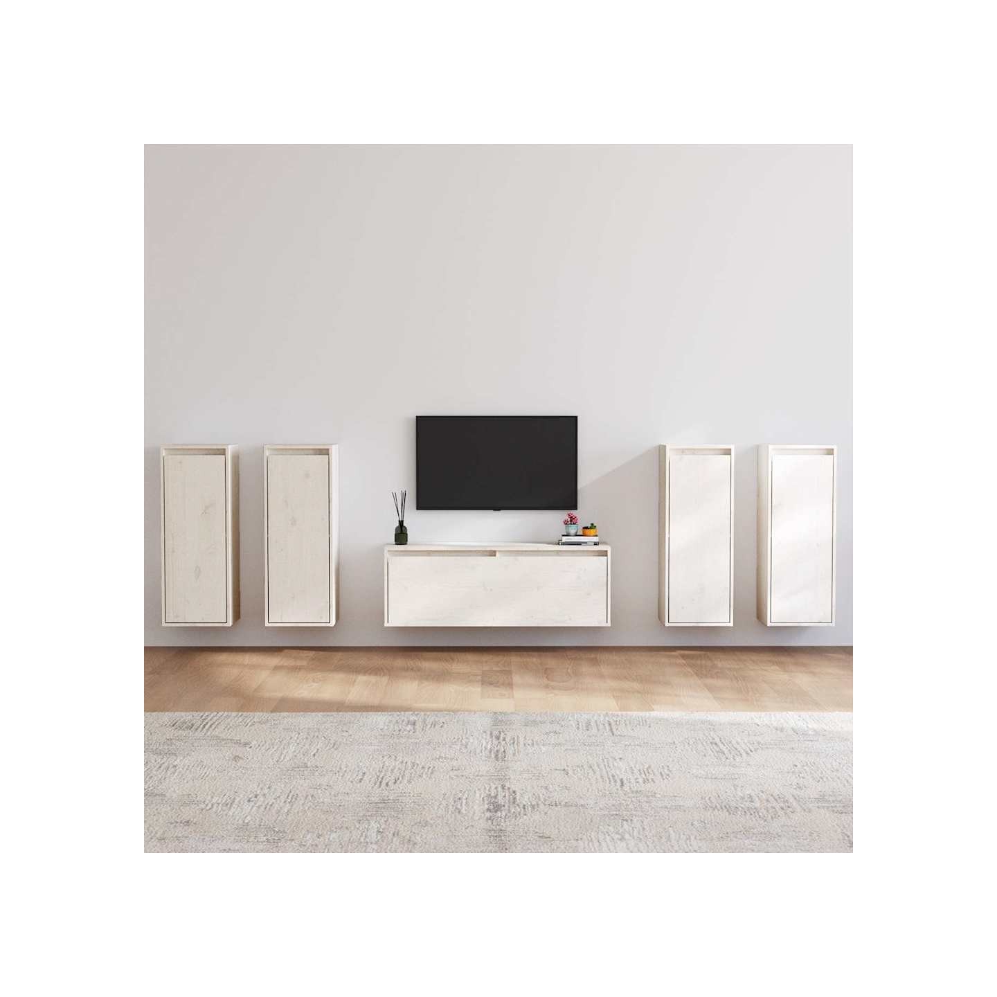 Meubles TV 5 pcs Blanc Bois massif de pin