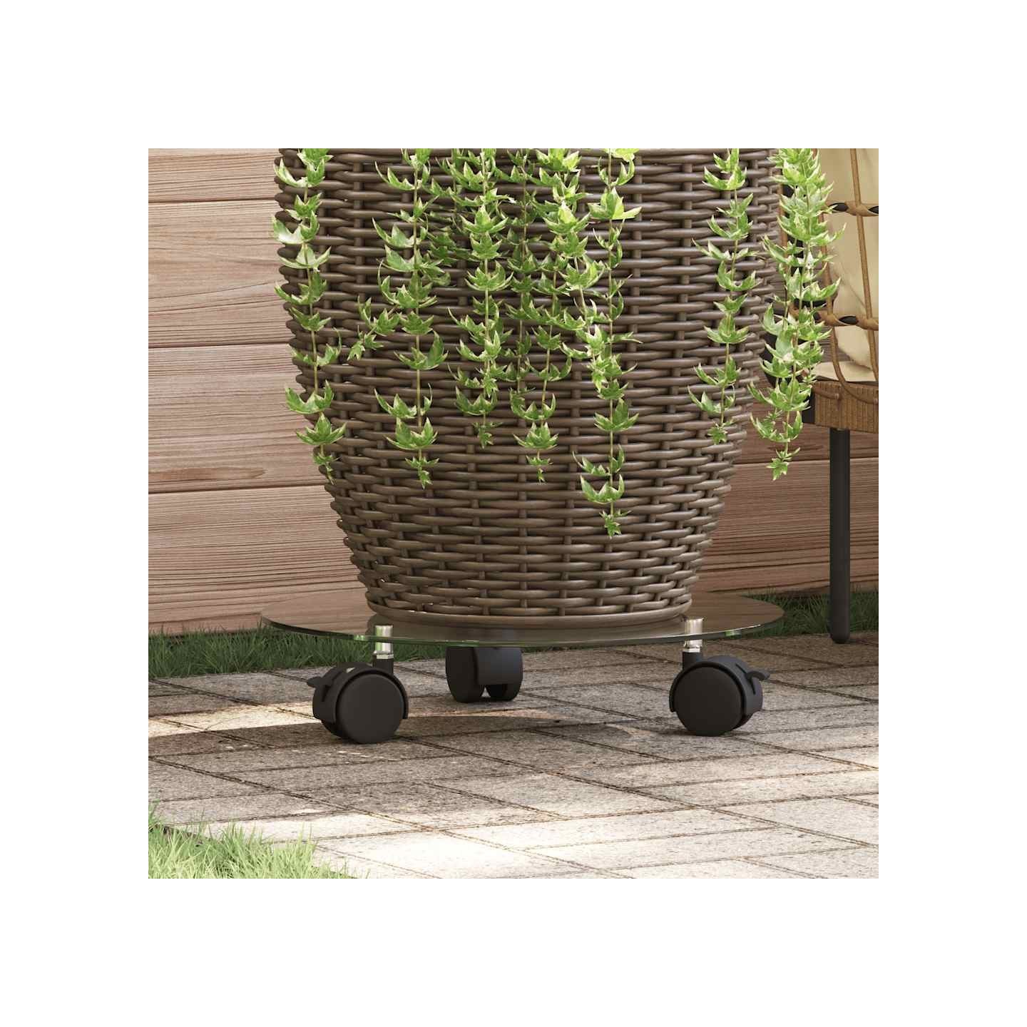 Porte-plantes roulant 2 pcs Verre trempé 28 cm Rond