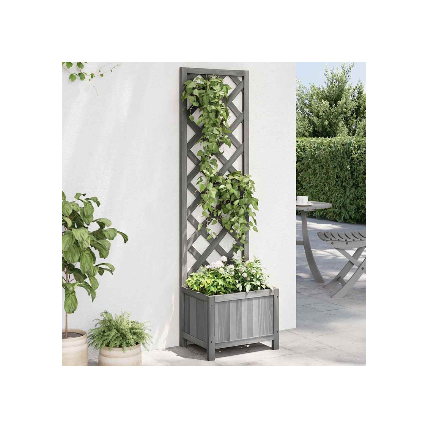 Jardinière avec treillis 40x30x135 cm bois massif de sapin