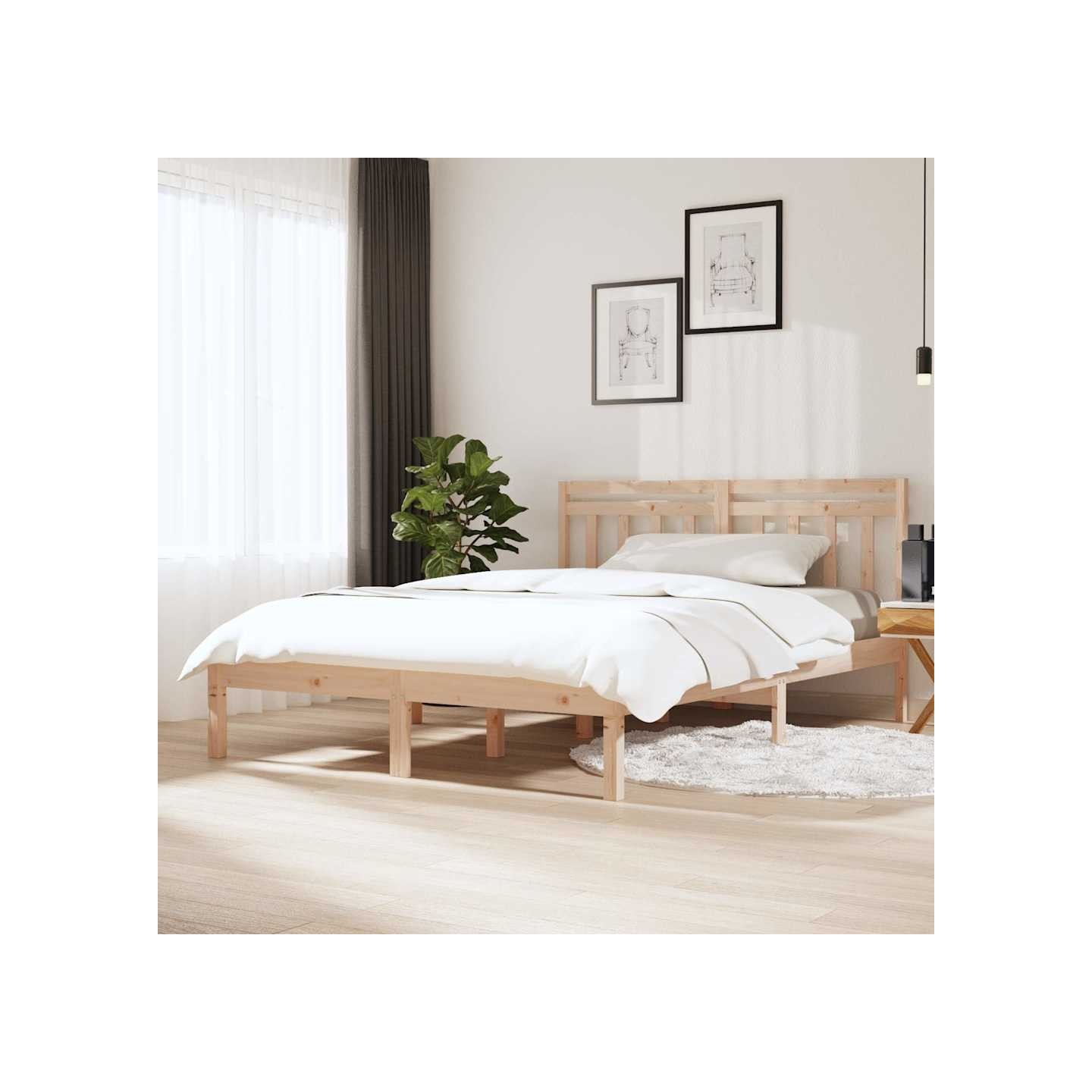 Cadre de lit sans matelas bois massif