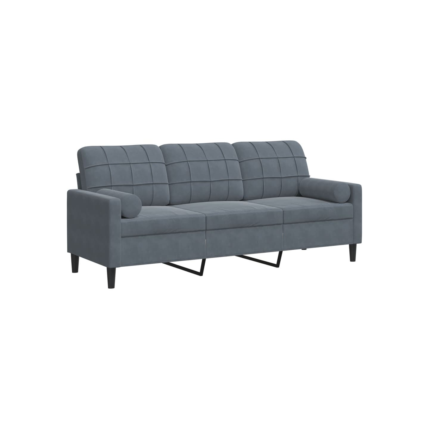 Canapé 3 places avec oreillers gris foncé 180 cm velours