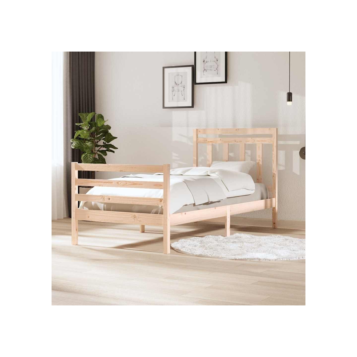 Cadre de lit sans matelas bois massif 100x200 cm