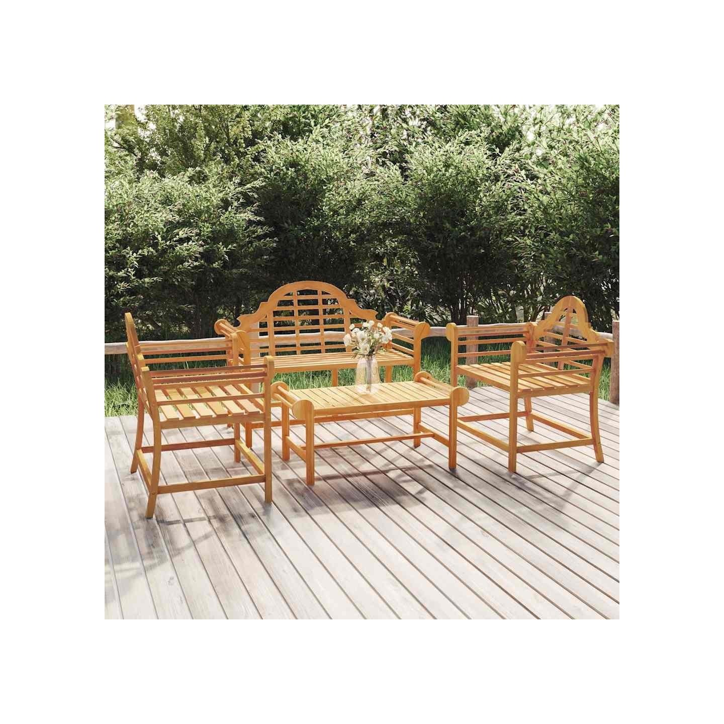 Salon de jardin 4 pcs Bois de teck solide
