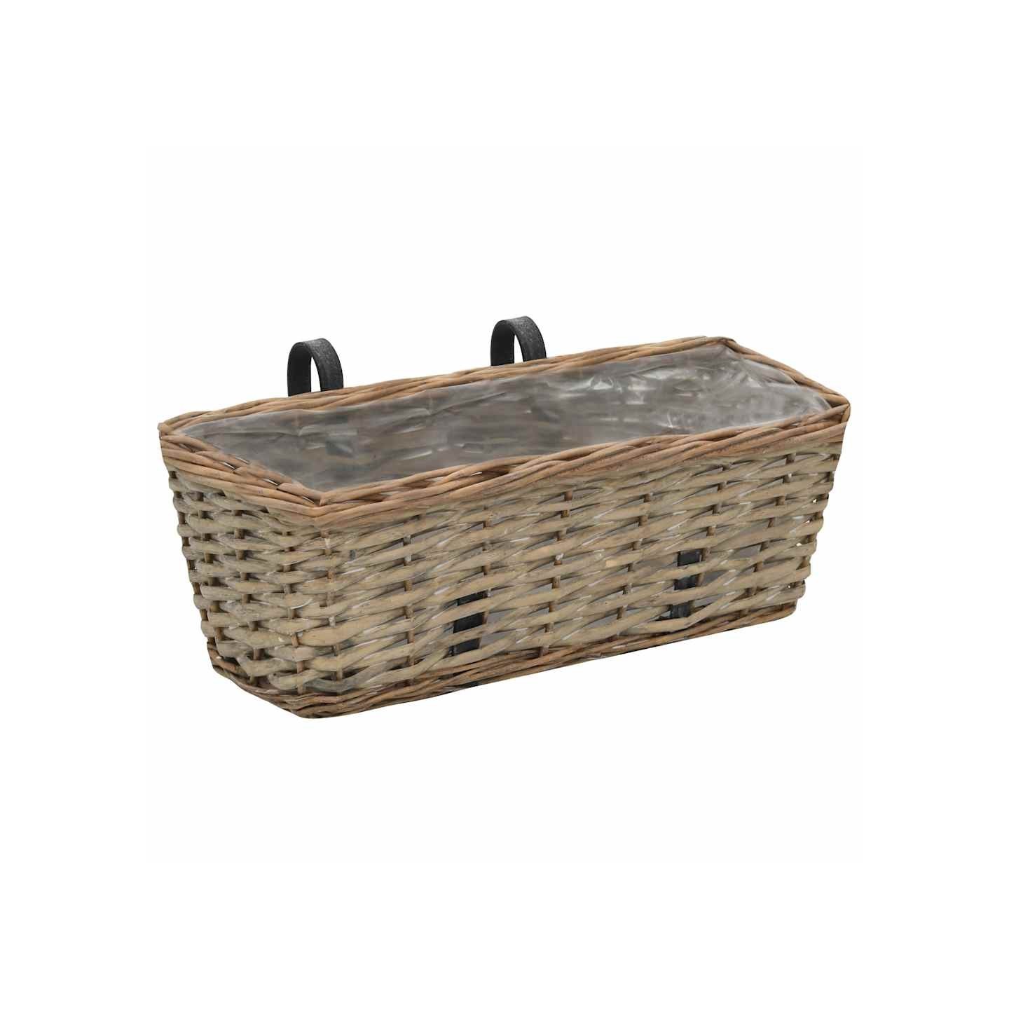 Jardinière de balcon 2 pcs Osier avec doublure en PE 40 cm