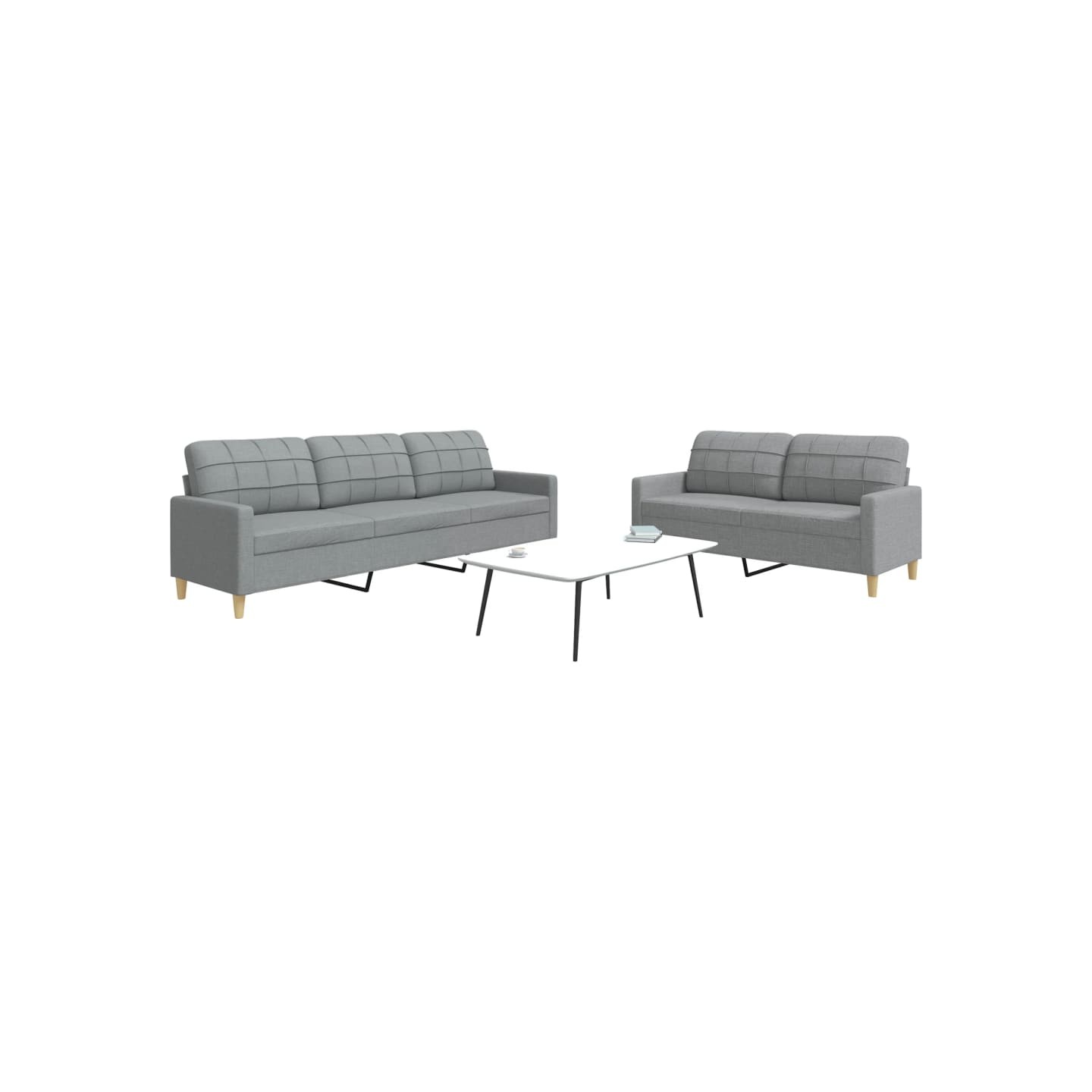 Ensemble de canapés 2 pcs gris clair tissu