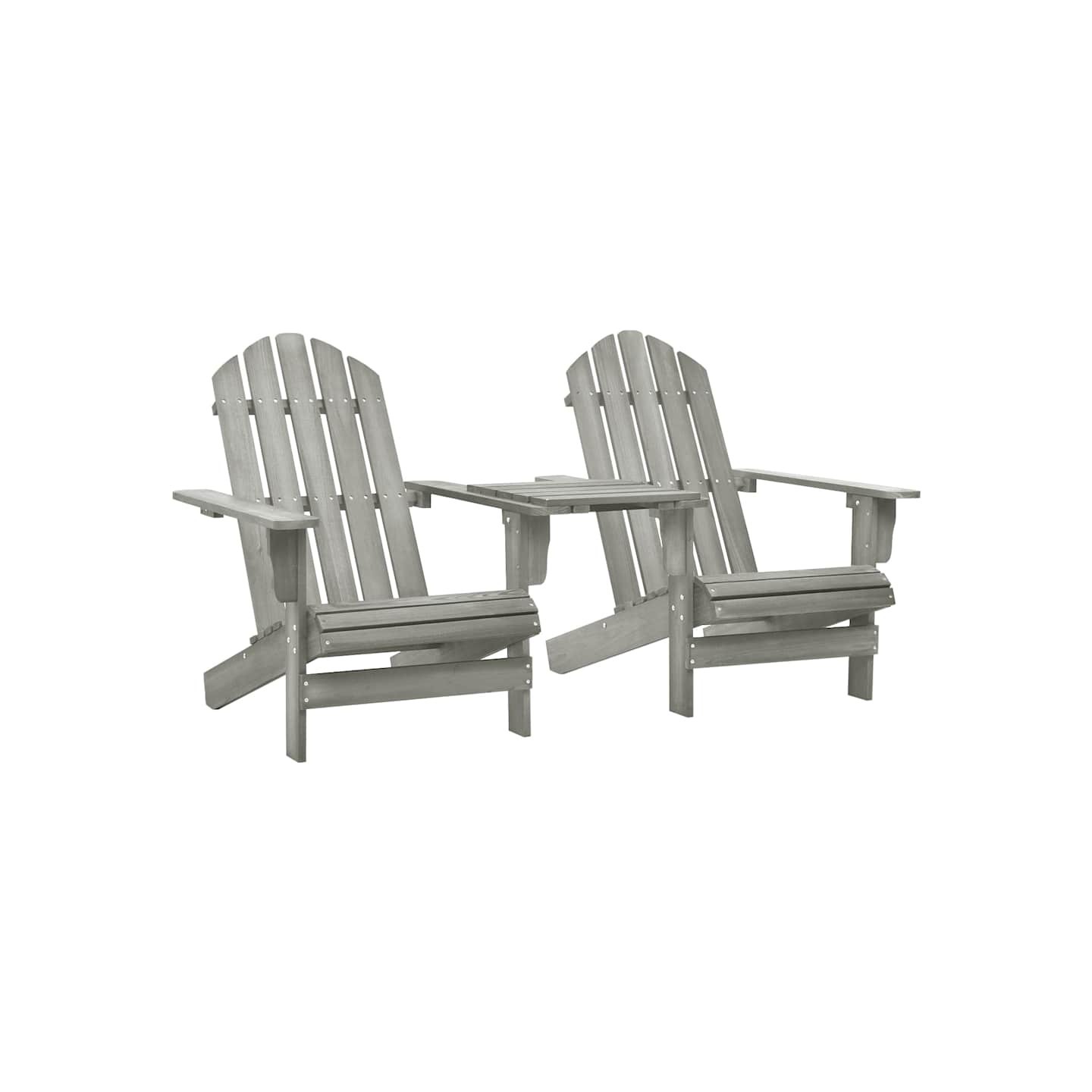 Chaises de jardin Adirondack avec table bois de sapin gris