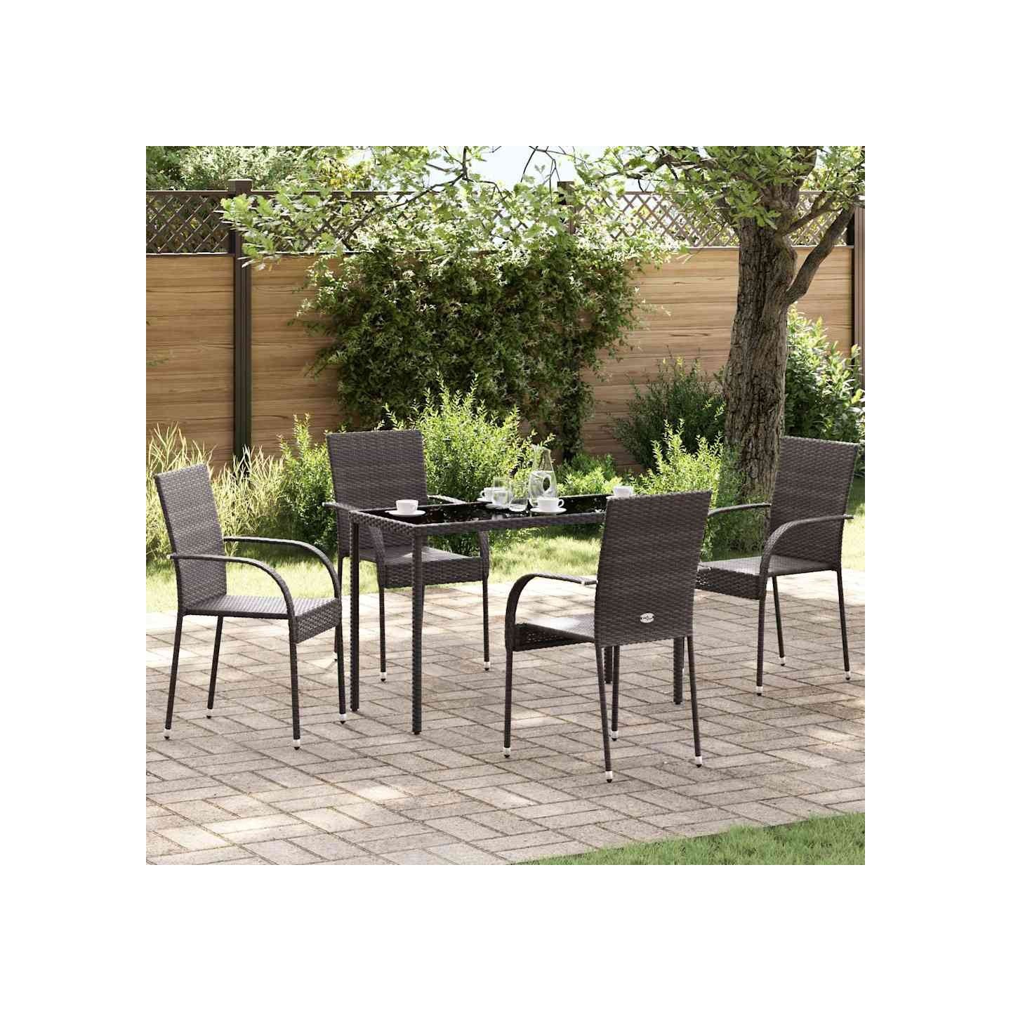 Chaises empilables d'extérieur lot de 4 Résine tressée Marron