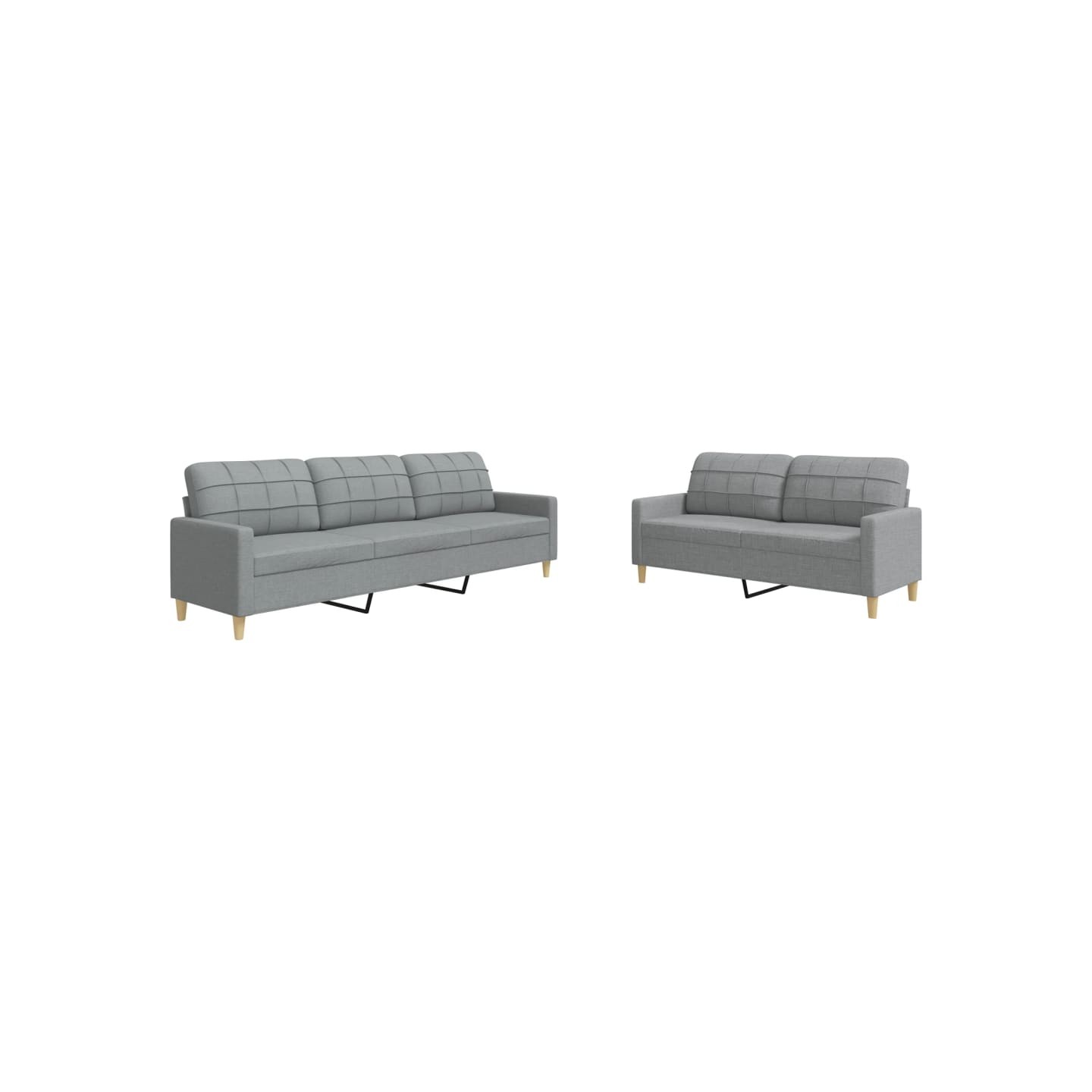 Ensemble de canapés 2 pcs gris clair tissu